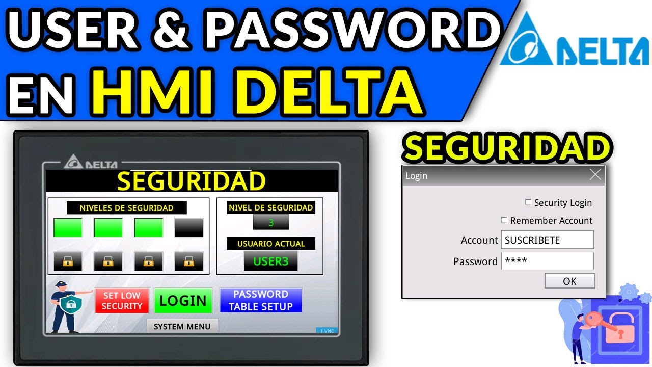 🔵✅HMI DELTA - CREAR USUARIO & CONTRASEÑAS // NIVELES DE SEGURIDAD