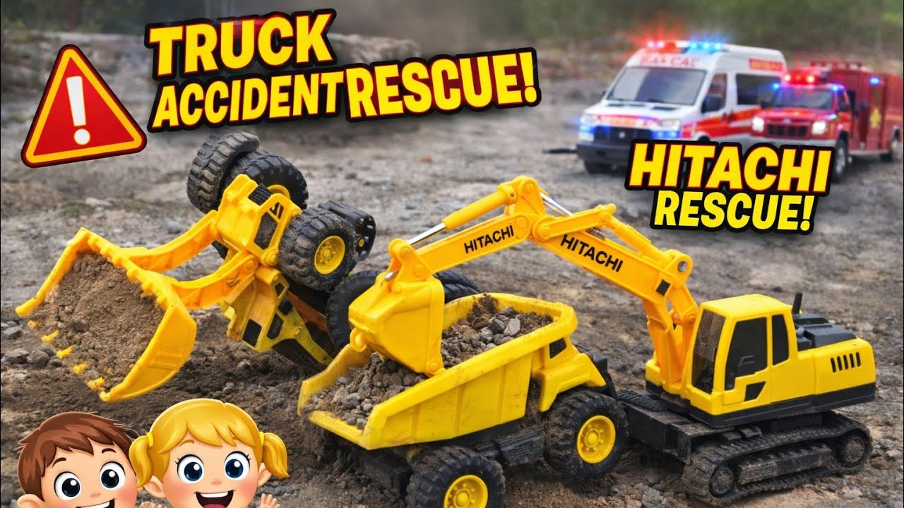 exevator And Loaded  Truck Danger Accident  Hitachi Amazing Rescue 