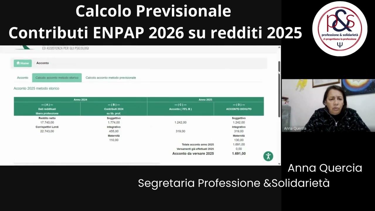 ENPAP Calcolo Previsionale 2026