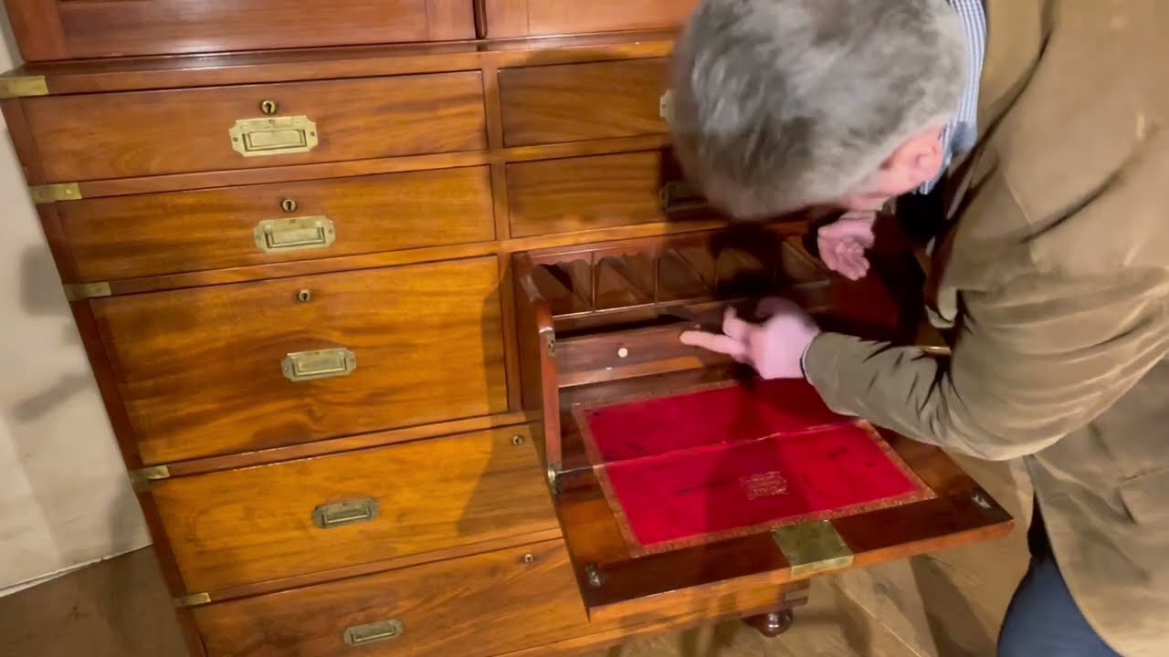 Victorian Campaign Chest with Secret Drawer and Folding Cupboard