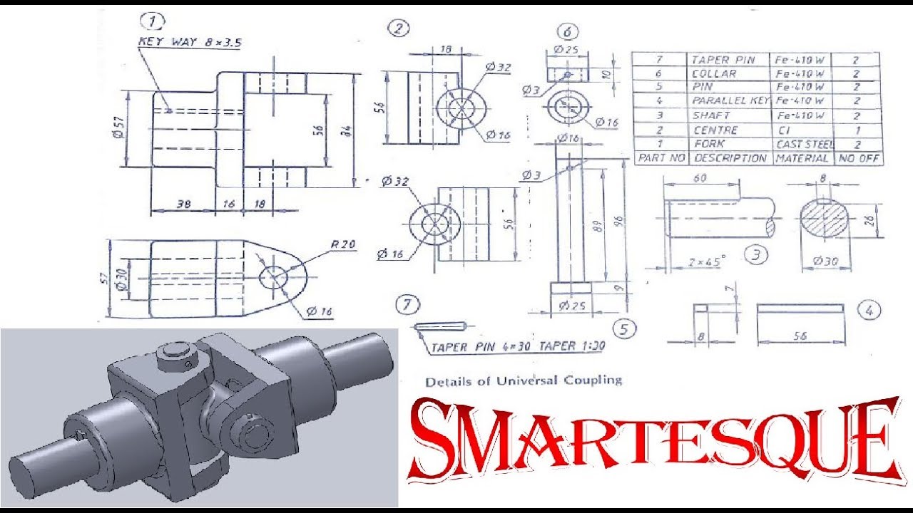 solidworks universal coupling assembly
