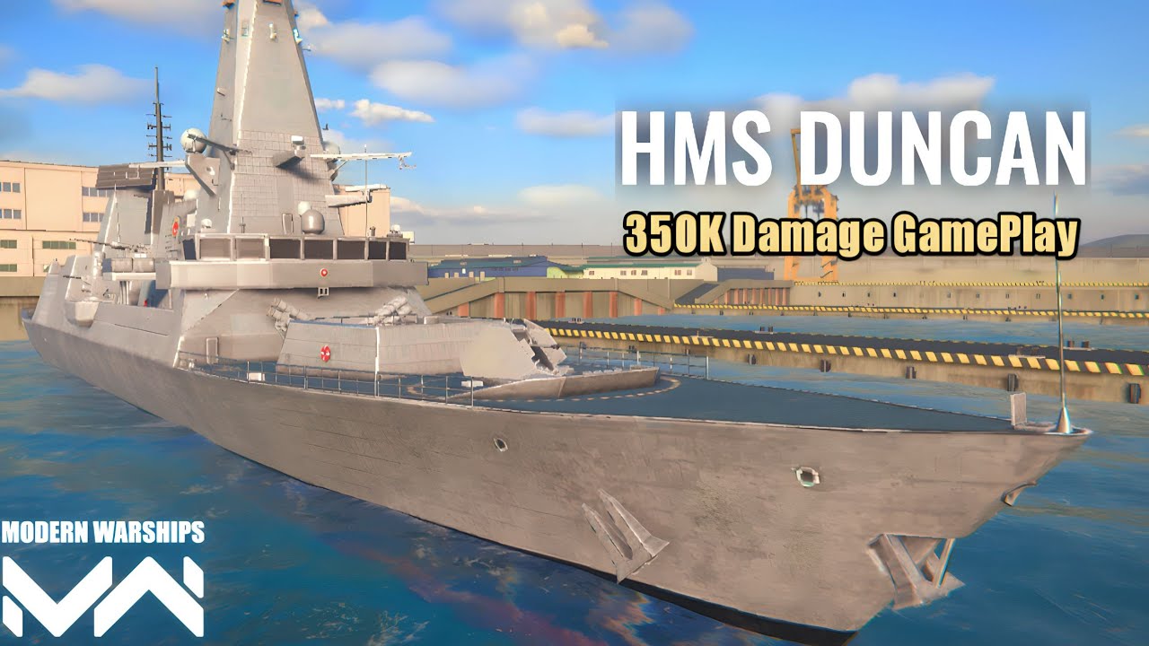 HMS DUNCAN - 350K Damage In Tier 2 With Basic Equipment - Modern Warships Gameplay