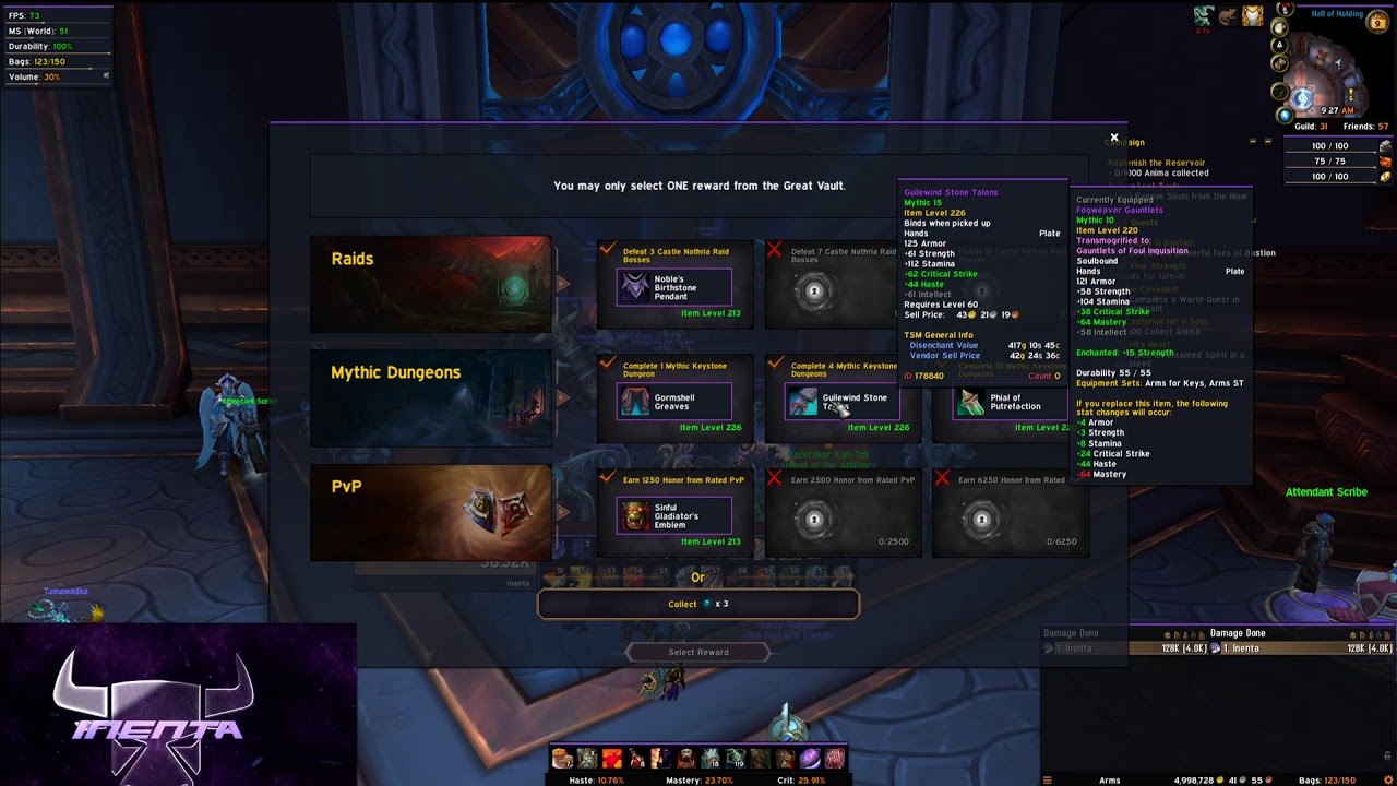 The Great Vault Week 9 - Warrior, Shadowlands Obrios