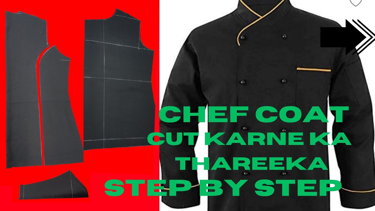 39 Size Chef coat  cut karne ka tarika Step By Step  Chef coat Cutting .Chef Coat cutting methode
