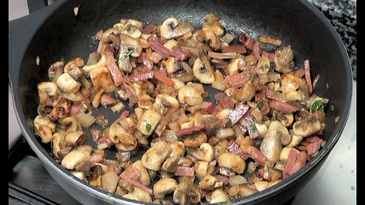 Champiñones salteados con jamon Vídeo receta 14 aqui cocinamos todos Cooking recipe
