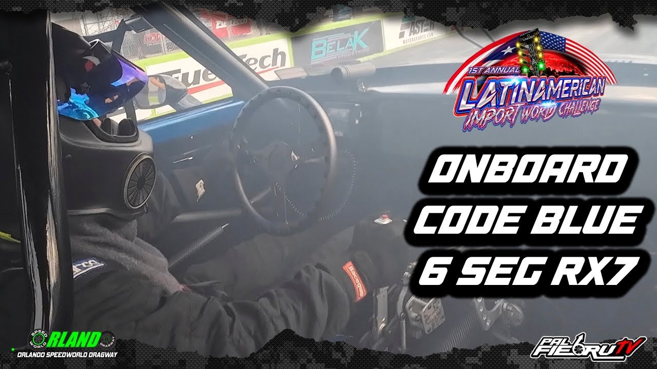 Camara Onboard desde el Code Blue Mazda Rx7 a sobre 200 millas al 1/4 milla de Orlando Speedworld