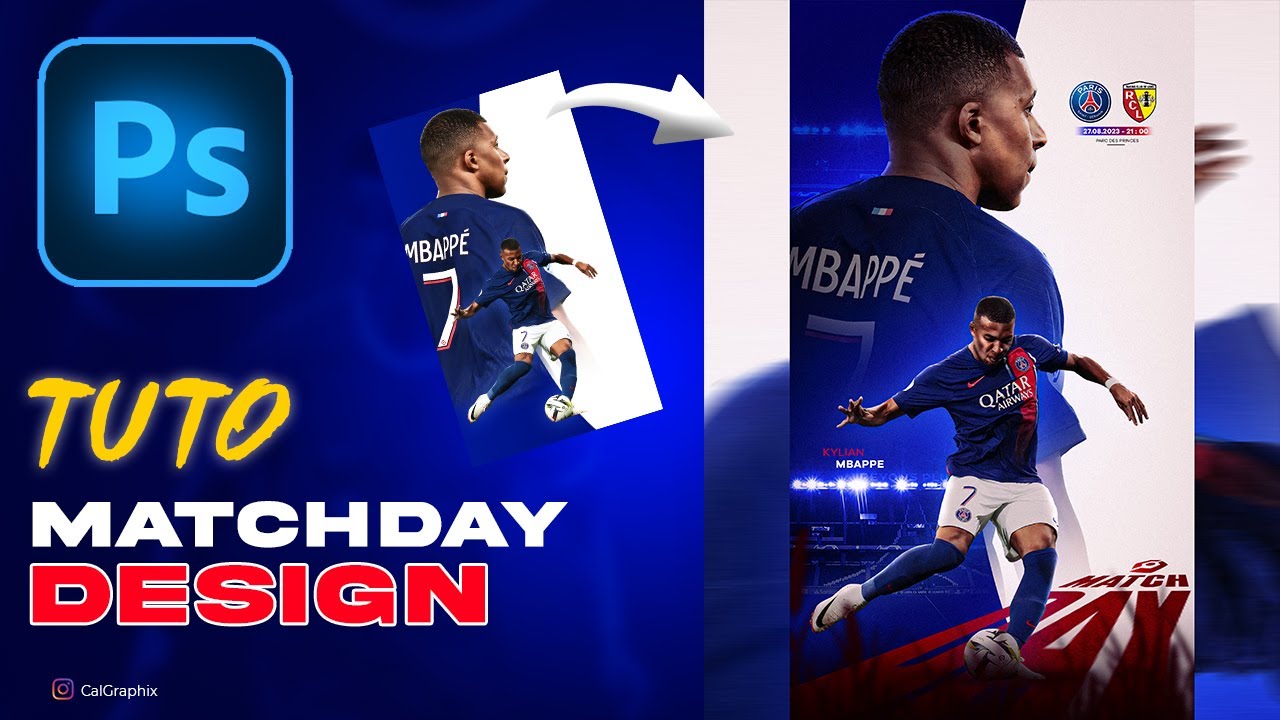 Affiche de match de foot très facile / Easy football matchday design (Photoshop)