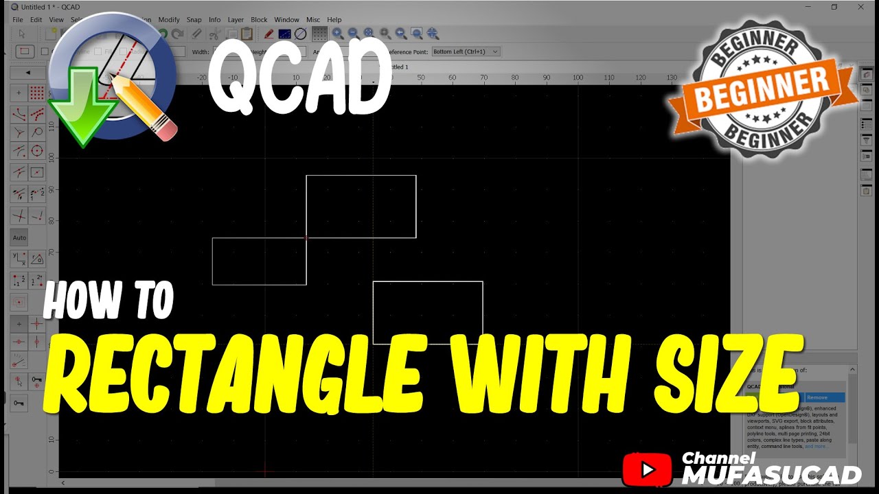 QCAD How To Rectangle With Size