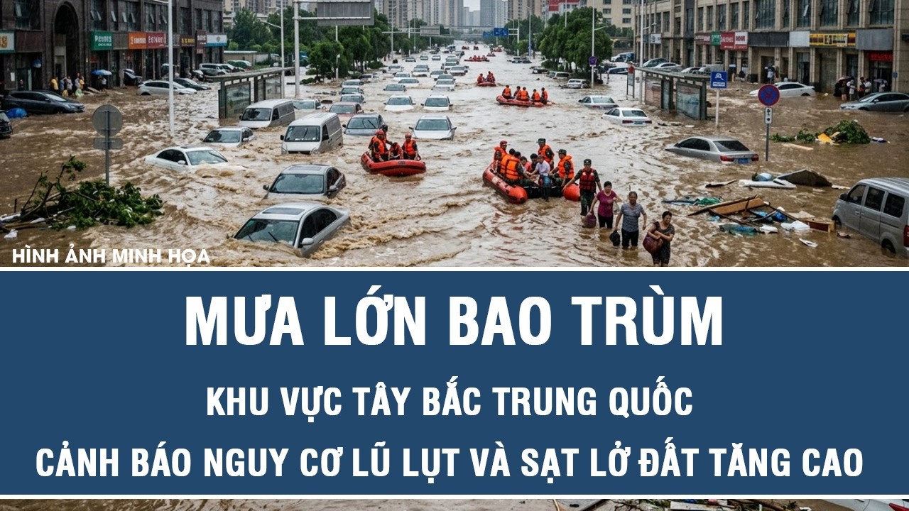 Mưa lớn bao tr&ugrave;m khu vực T&acirc;y Bắc Trung Quốc, cảnh b&aacute;o nguy cơ lũ lụt v&agrave; sạt lở đất tăng cao