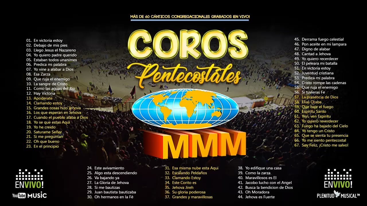 Mas de 60 coros pentecostales MMM  | Canticos  Congregacionales MMM (Playlist 2019)