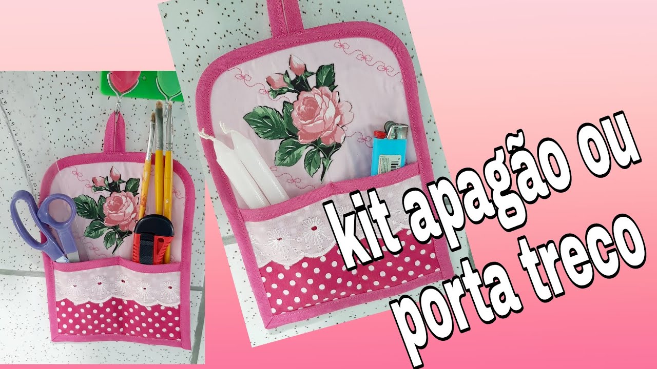 Kit apagão ou porta canetas com caderneta, escova de dente, tesouras entre outras coisas