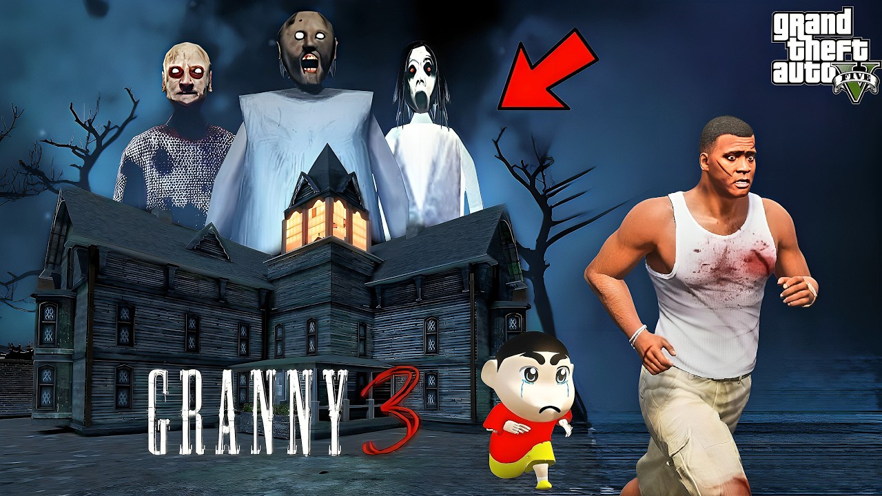 GTA V : Franklin & Shinchan Escape From Horror Granny House in GTA 5 ! in Telugu