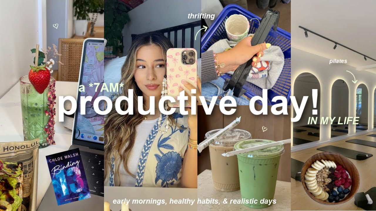 a productive & realistic day in my life!🍵 morning routine, thrifting, pilates, & coffee shops!