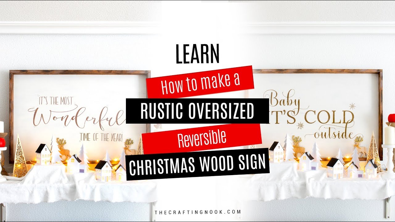 Rustic Oversized Reversible Christmas Wood Sign