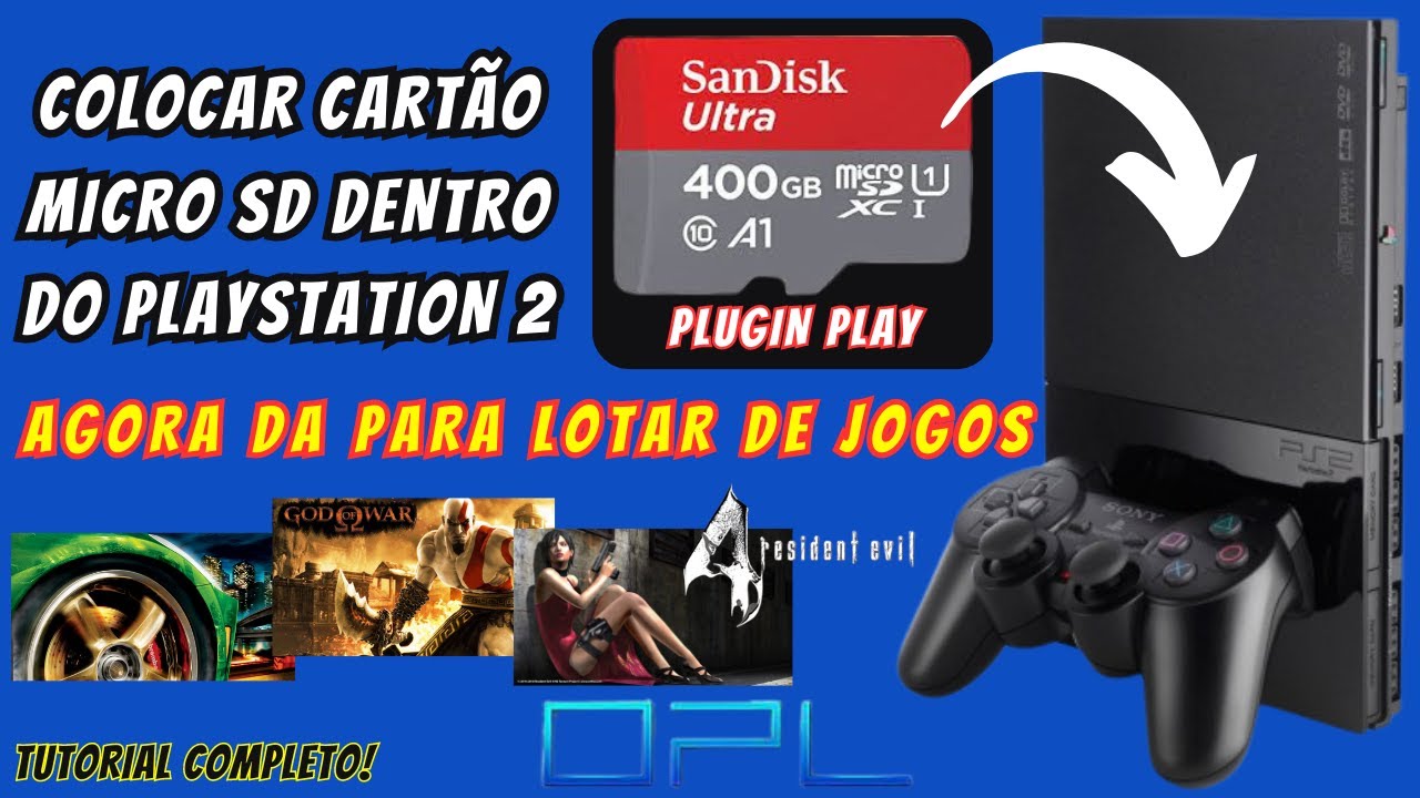 COMO COLOCAR CART&Atilde;O MICRO SD DENTRO DO PLAY 2 (PLUGIN PLAY) tutorial completo!
