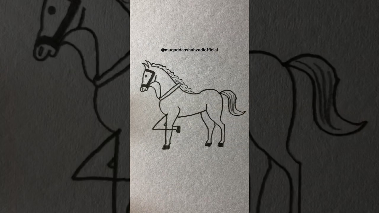 Easy Horse Drawing | How To Draw A Horse | Number Drawing #shorts #youtubeshorts #drawing  #art