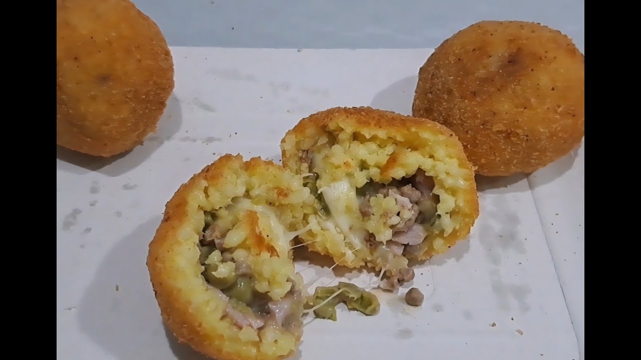 ARANCINI di RISO con RAGU' bianco e ZAFFERANO, FATTI IN CASA. RICETTA SICILIANA per CENA