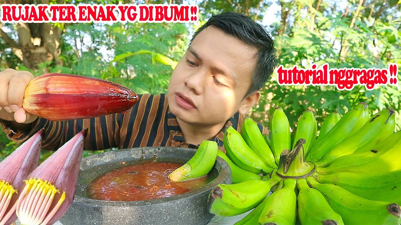 MUKBANG RUJAK PISANG MENTAH + JANTUNG PISANG MENTAH !!