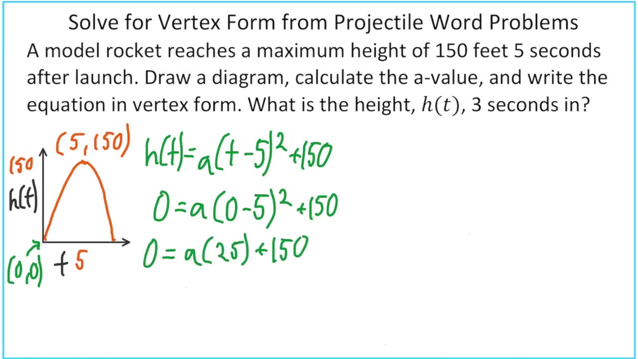 Solving for Vertex Form from Projectile Word Problems