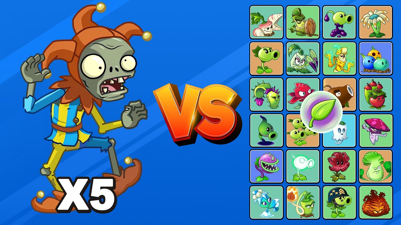 5 ZOMBIS BUFÓN vs TODAS LAS PLANTAS | Plants vs Zombies 2
