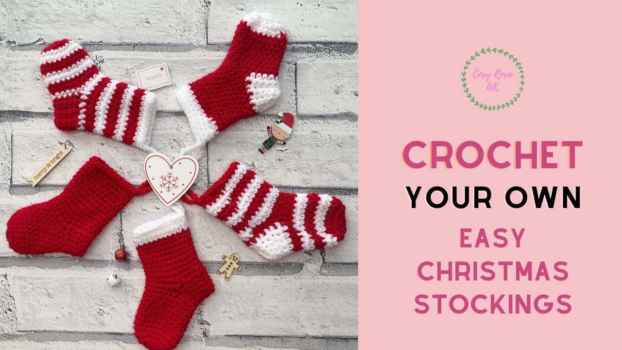 Easy Crochet Christmas Stocking - 3 different colour ways