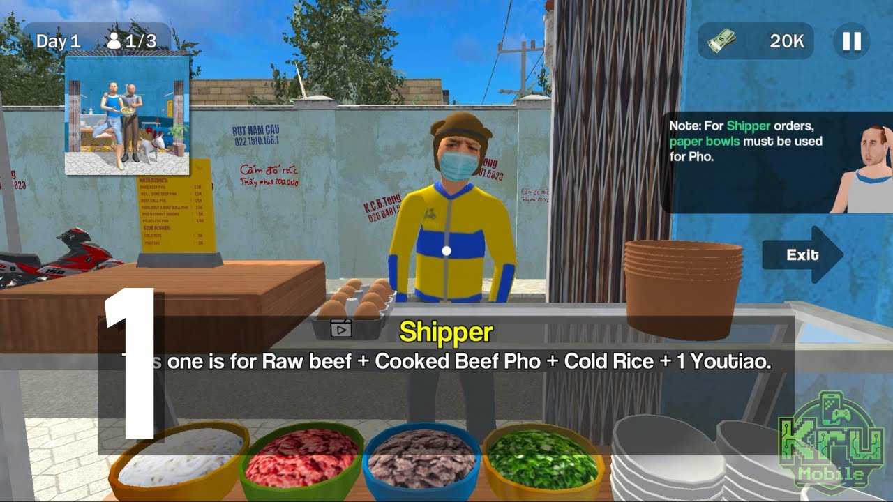 Pho Master: Cooking Fever - Gameplay Walkthrough Part 1 - Day 1 (Android, IOS)