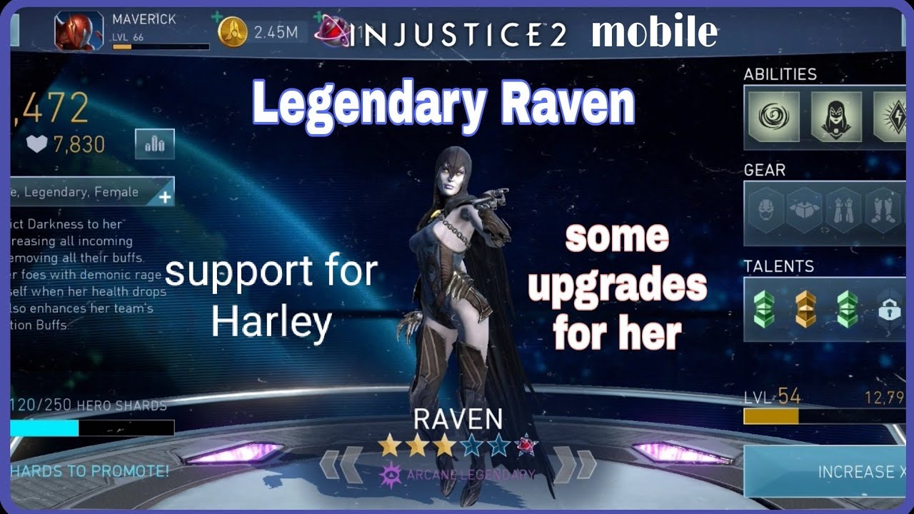Injustice 2 mobile raven level up | upgrading legendary raven | gears upgrade