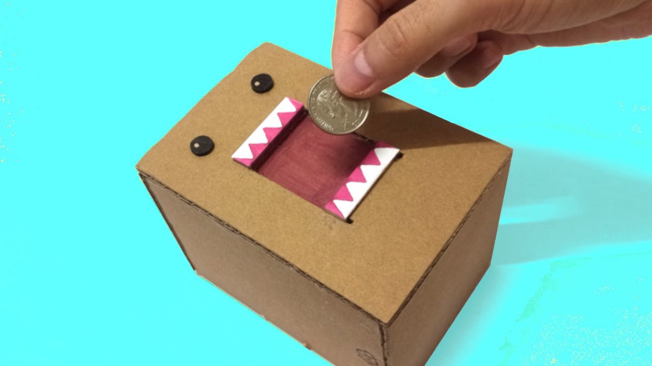 How to make a Money Eating Monster Coin Box from CardBoard - Domo