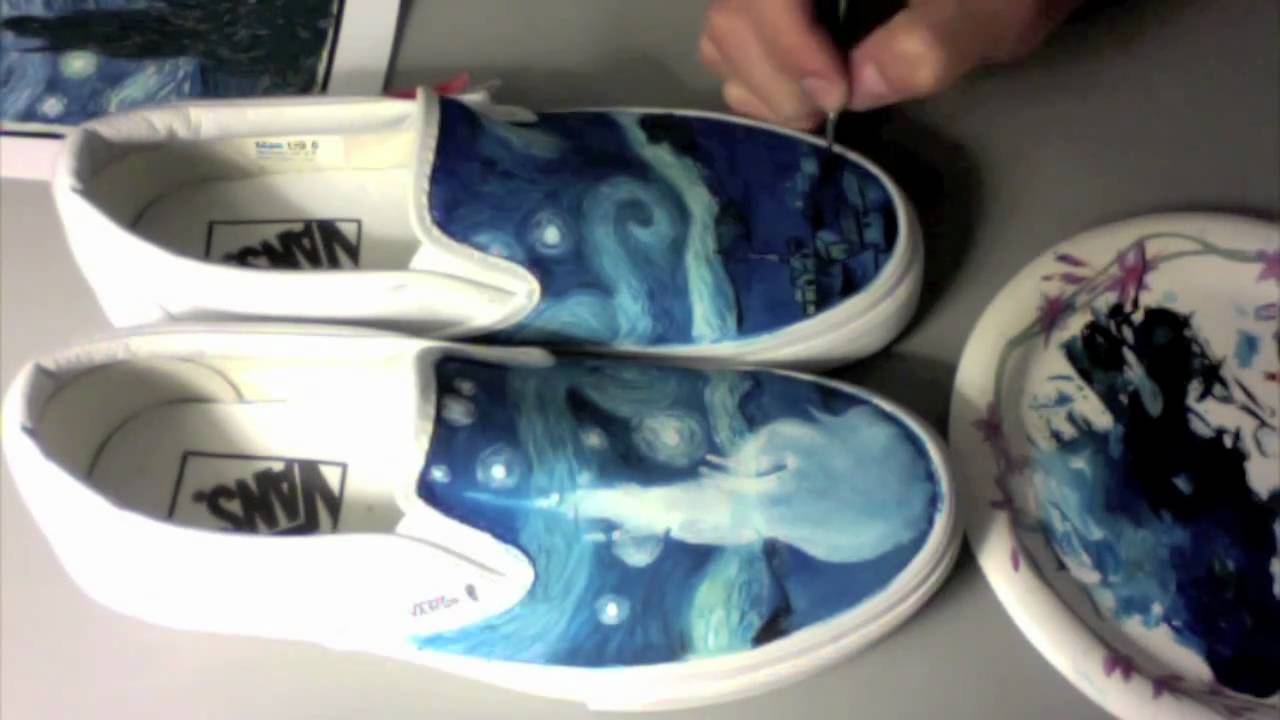 Custom Painted Shoes - EnHaoKicks Starry Night Vans