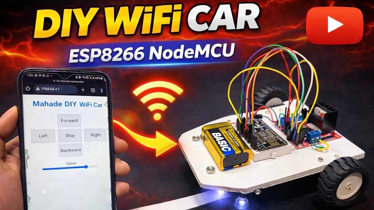 Автомобильный ESP8266 с WiFi | Пошаговое руководство для начинающих