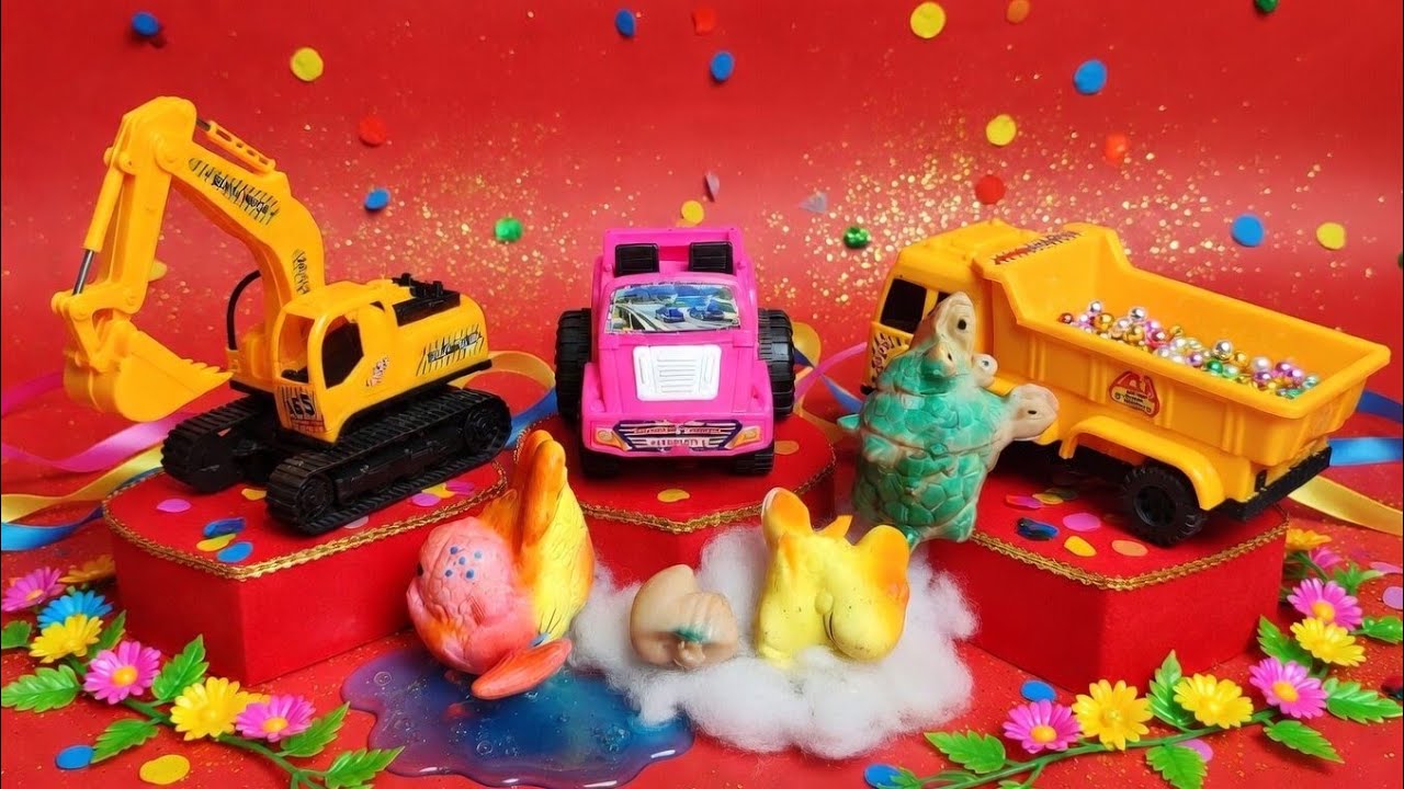 Toy Trucks Rescue Animals in Water | Excavator & Dump Truck Fun for Kids 