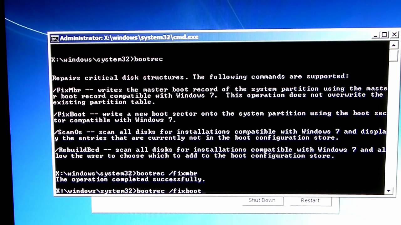 Fix the Windows 7 Bootloader using a Windows Recovery Disc