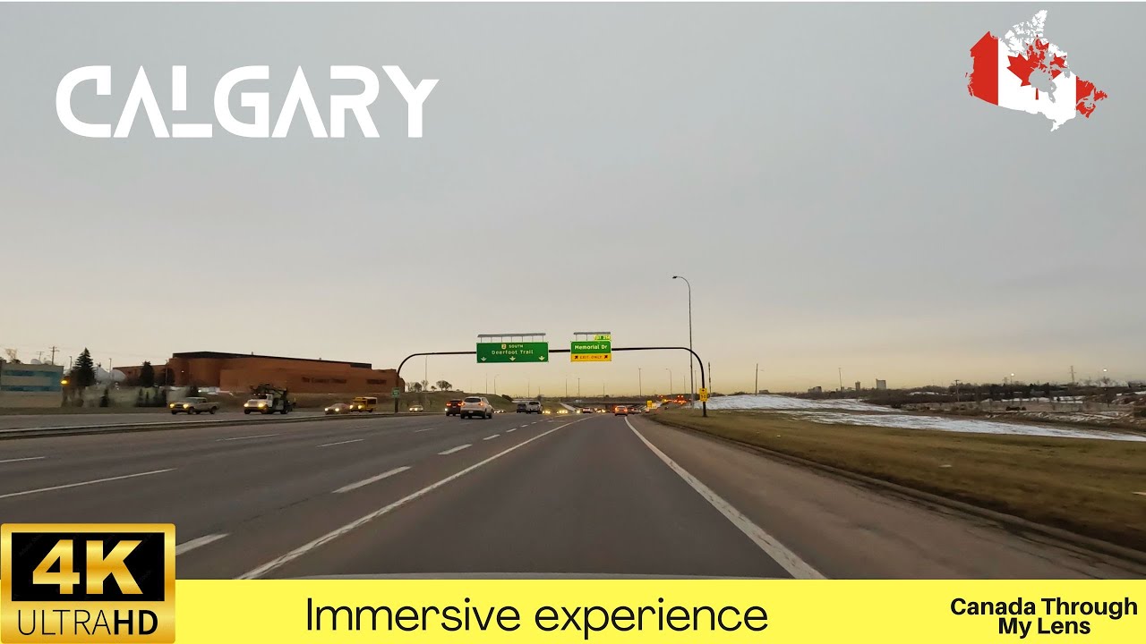 Deerfoot Trail Calgary Early Morning Drive Busy Highway