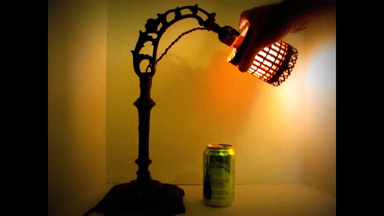 Antique cast iron art nouveau bridge lamp for desk or table