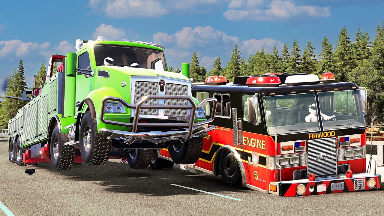 R.a.c.e : MAD Firetruck vs. Tow truck Showdown❗ | BeamNG.drive Madness❗