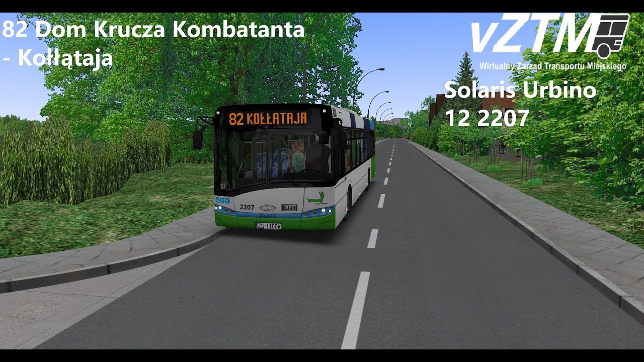 OMSI 2 vZTM Fikcyjny Szczecin 82 - Krucza Dom Kombatanta - Kołłątaja Solaris Urbino 12 III 2207