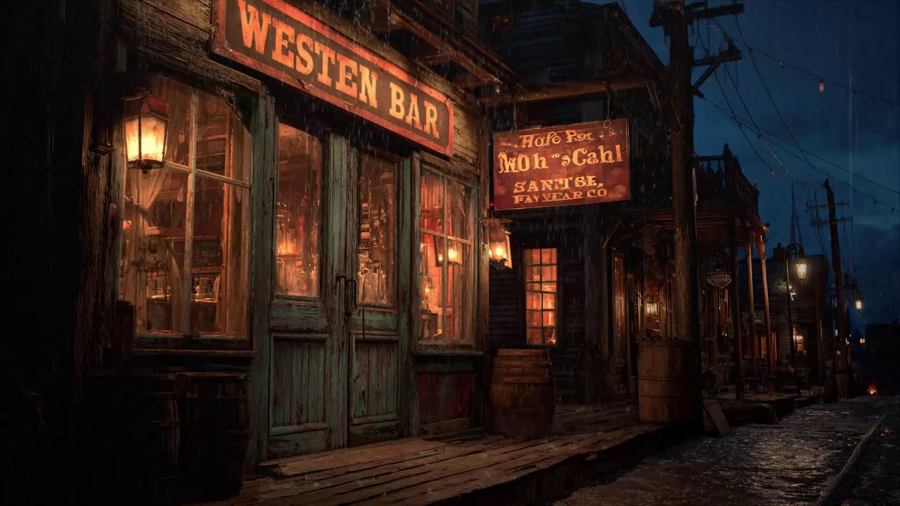Rainy Night By The Western Bar • Slow Lofi Beats