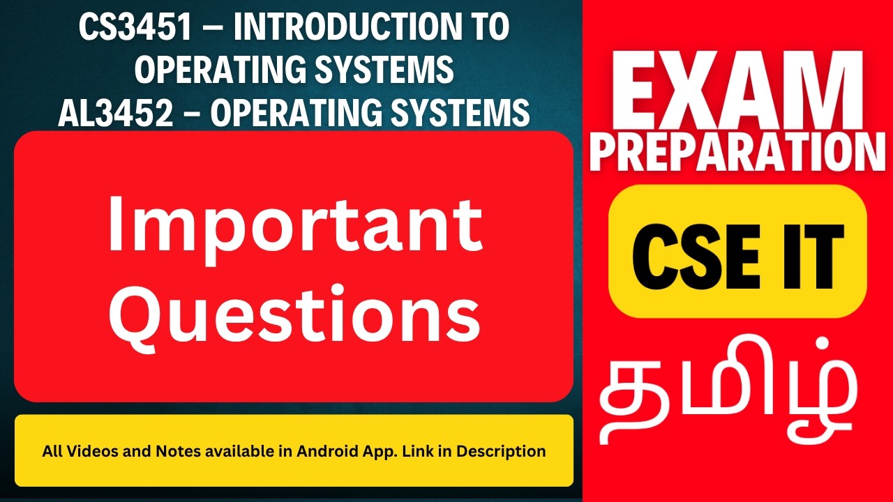 CS3451 Operating Systems Important Questions | 2 Marks & Big Questions | AL3452 OS Exam Preparation