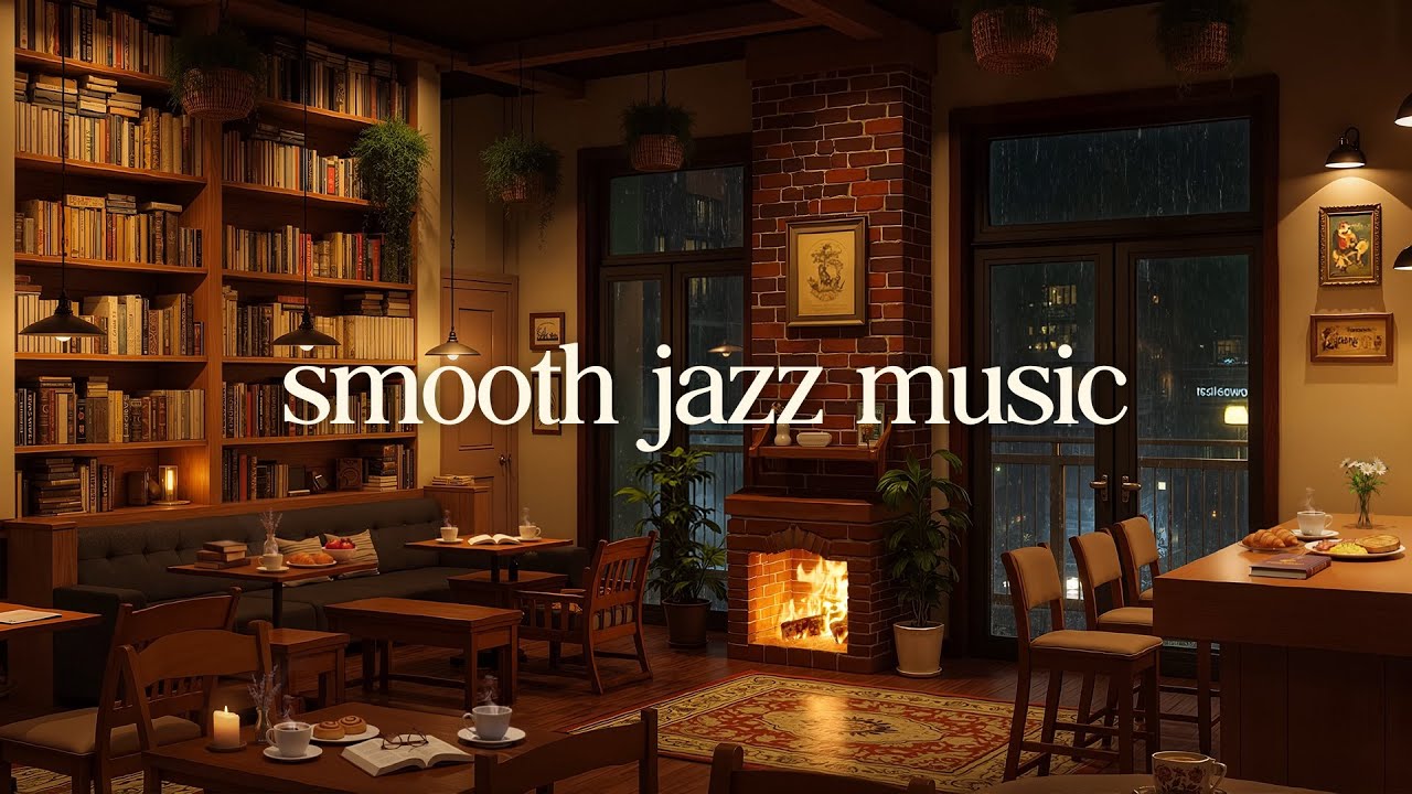 Smooth Jazz Piano in Cozy Café Ambience ☕ Relaxing Jazz Music & Fireplace Sounds for Work, Study