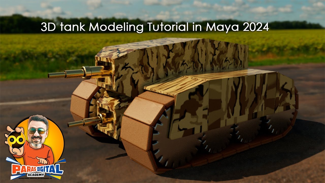 3D Gaming  tank Modeling Tutorial in Maya 2024 ! MASH Tank tread tutorial :Let's model A CYBER TANK
