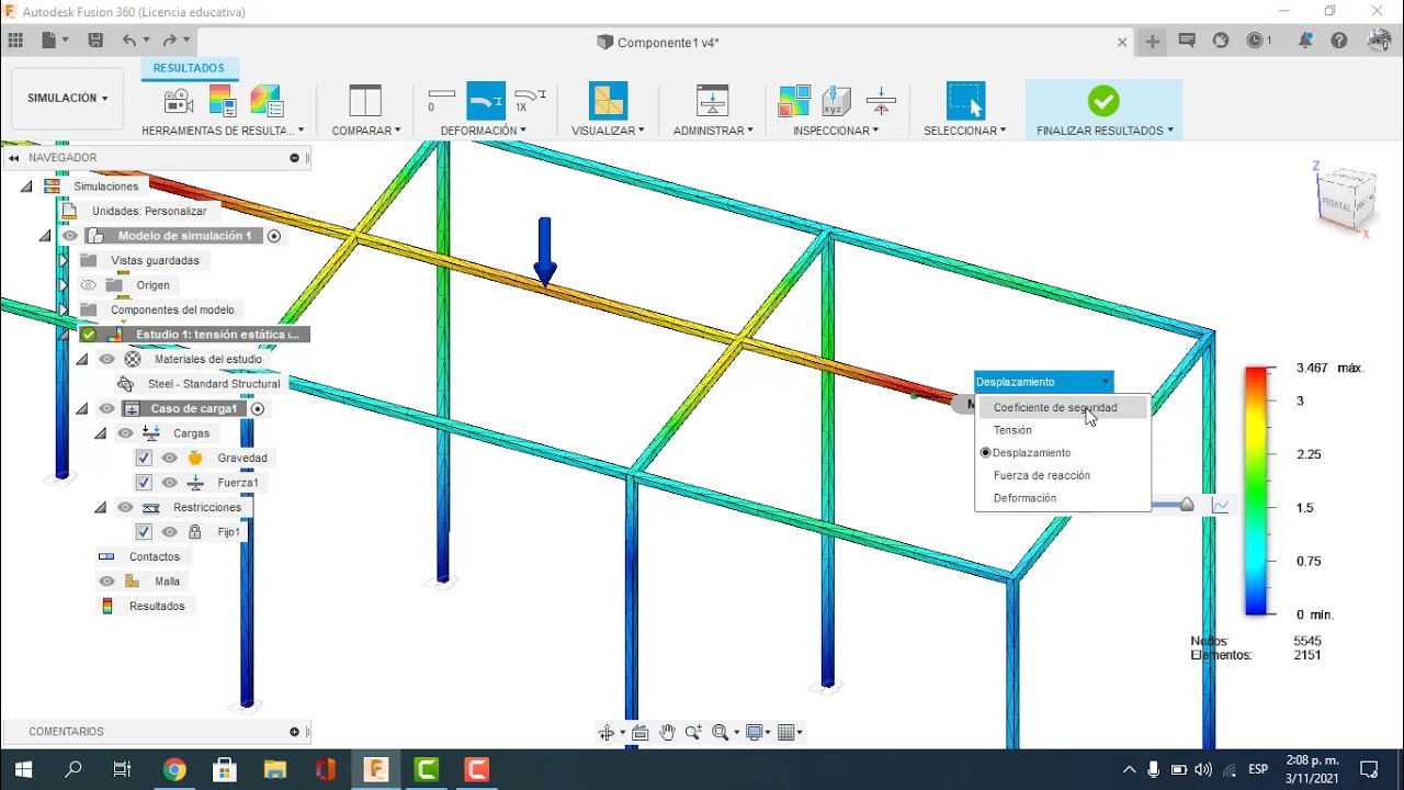 Simulación computacional de estructura metálica para paneles solares
