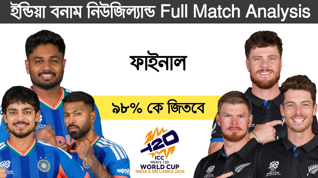 India vs New Zealand Final match prediction, ইন্ডিয়া বনাম নিউজিল্যান্ড ফাইনাল কে জিতবে আজকে।