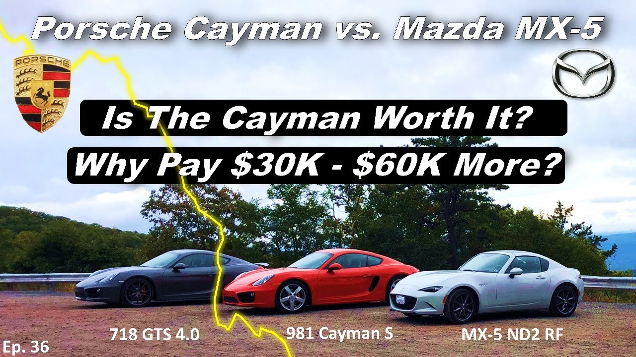 Porsche Cayman против MX-5 Miata | Премиум за 60 000 долларов? | 718 GTS 4.0 против 981 S против ...