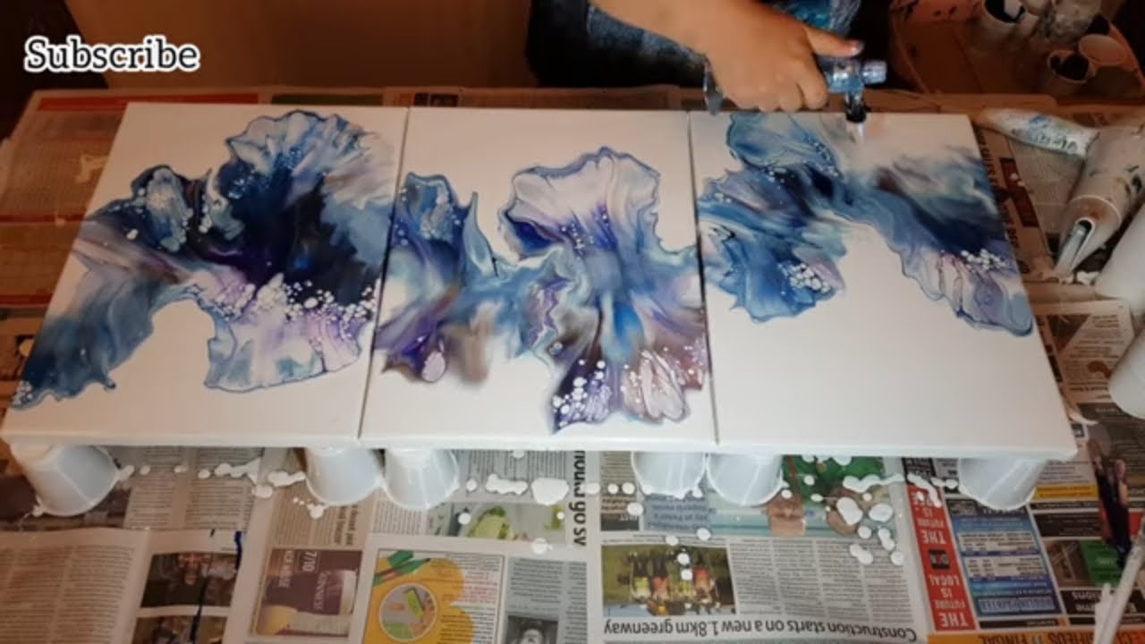 Dutch Pour Triptych l Acrylic Pouring l Arteza Acrylic Paints