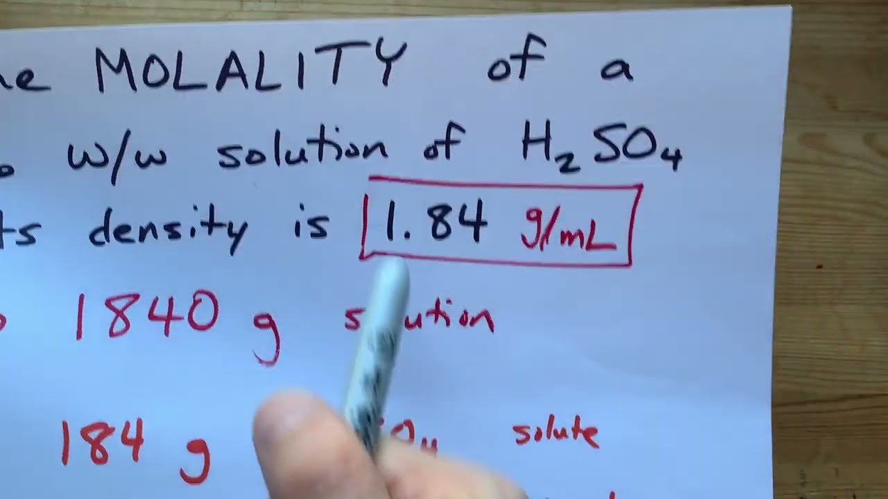 Calculate Molality Given Density and Percent by Weight/Mass