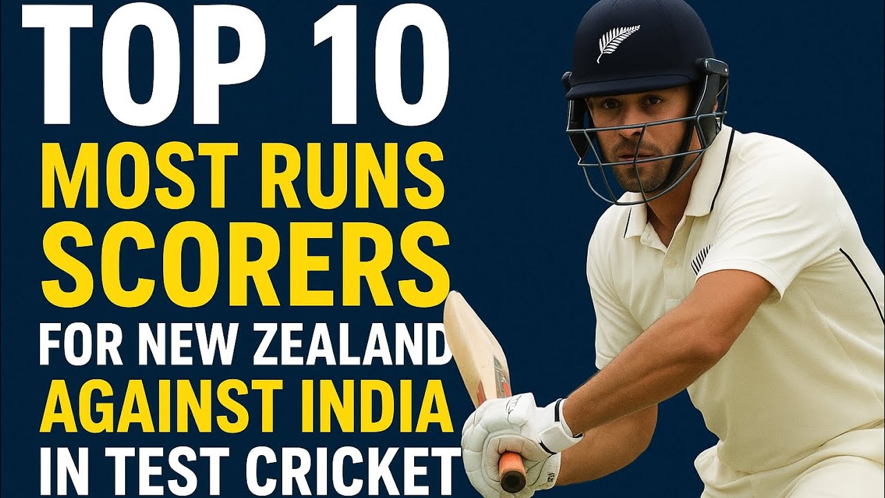 TOP 10| MOST RUNS SCORERS| FOR NEW ZEALAND| AGAINST INDIA| IN TEST CRICKET.