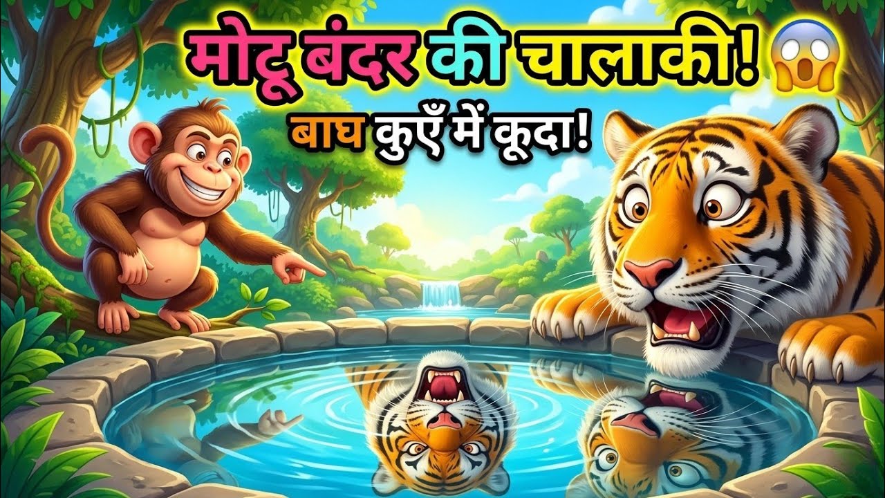 चालाक मोटू बंदर की अनोखी बुद्धि | Hindi Jungle Story | Moral Story for Kids & Adults