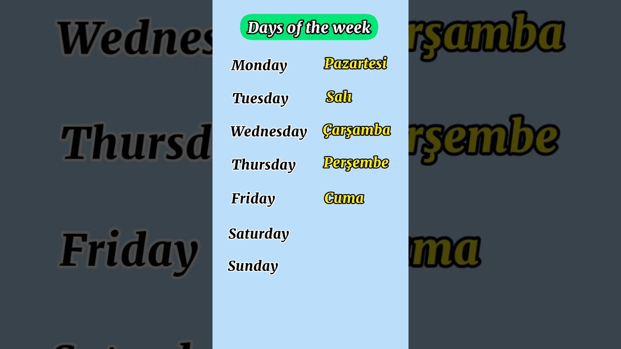 Learn Turkish: Days of the week