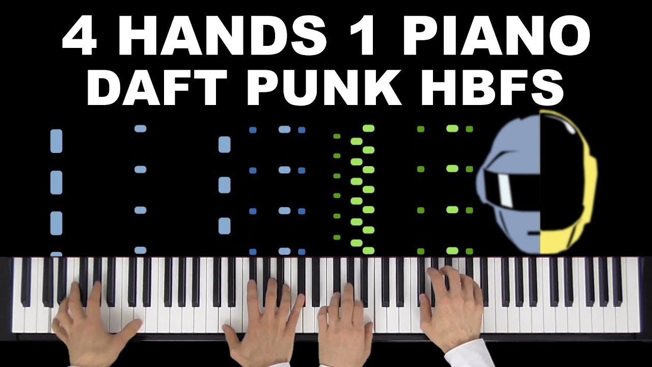 Daft Punk - Harder Better Faster Stronger | 4 Hands 1 Piano | Synthesia