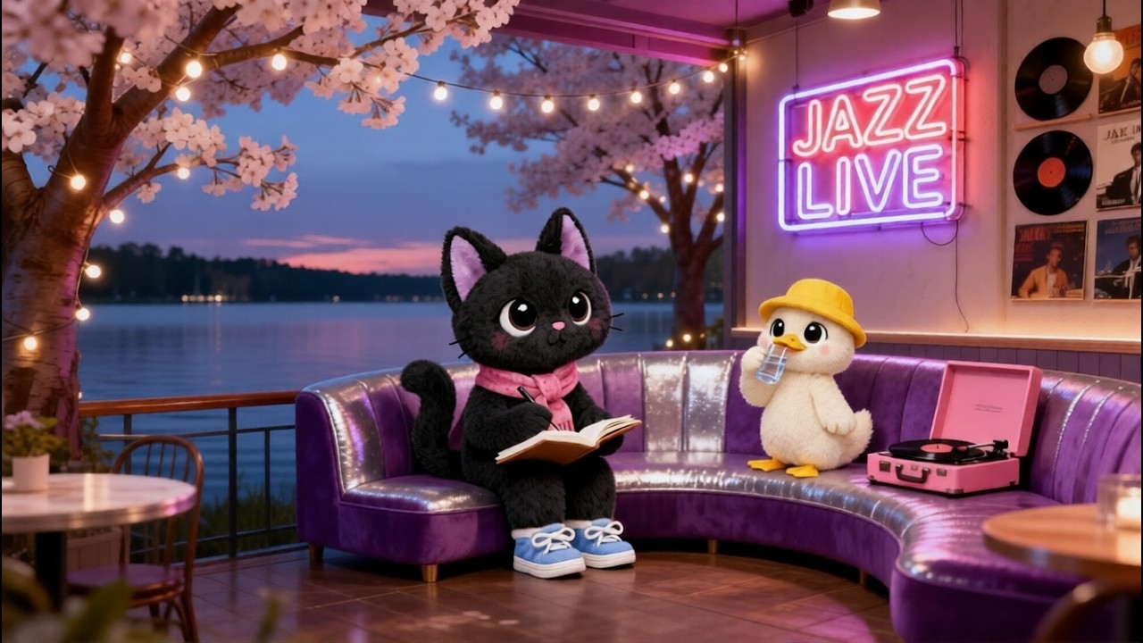 Spring Lofi Jazz Café 🌸 Relaxing Rainy Coffee Shop Music for Study & Focus